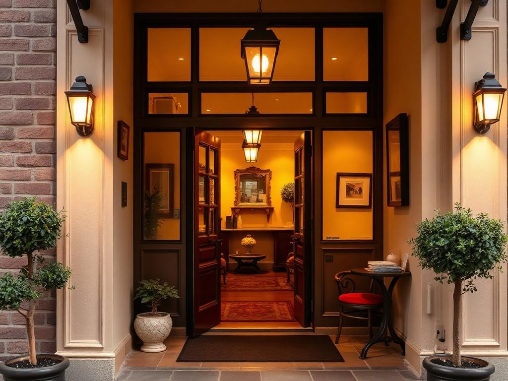 Welcoming entrance of a boutique independent hotel