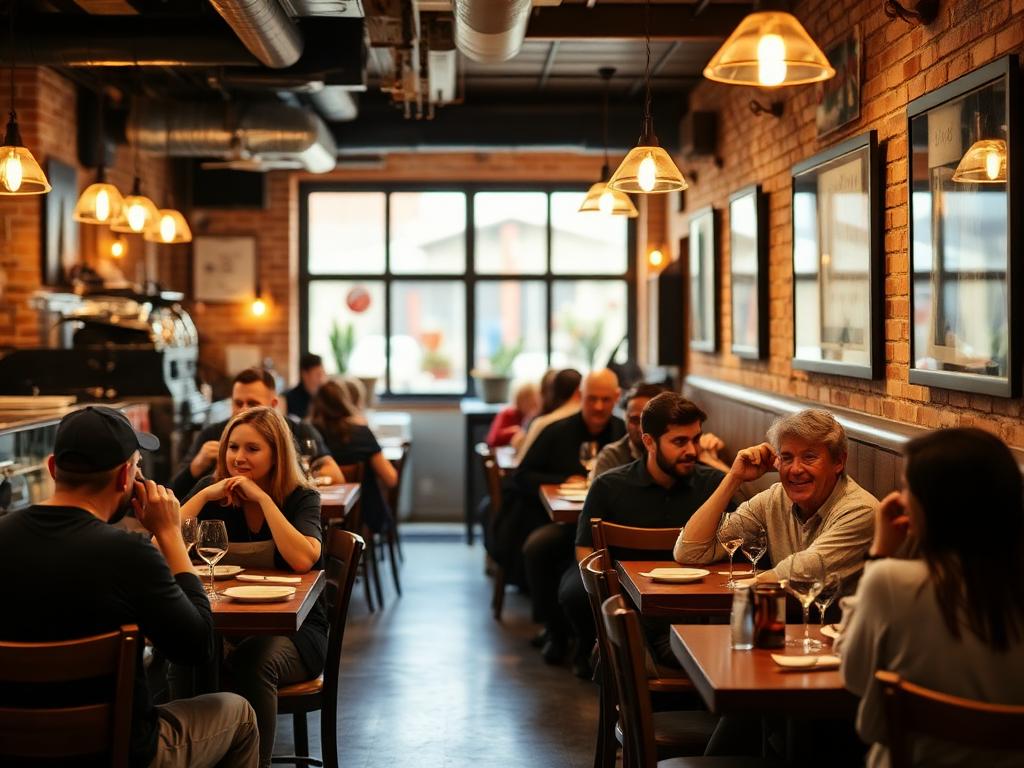Guests enjoying a meal in a cozy independent restaurant